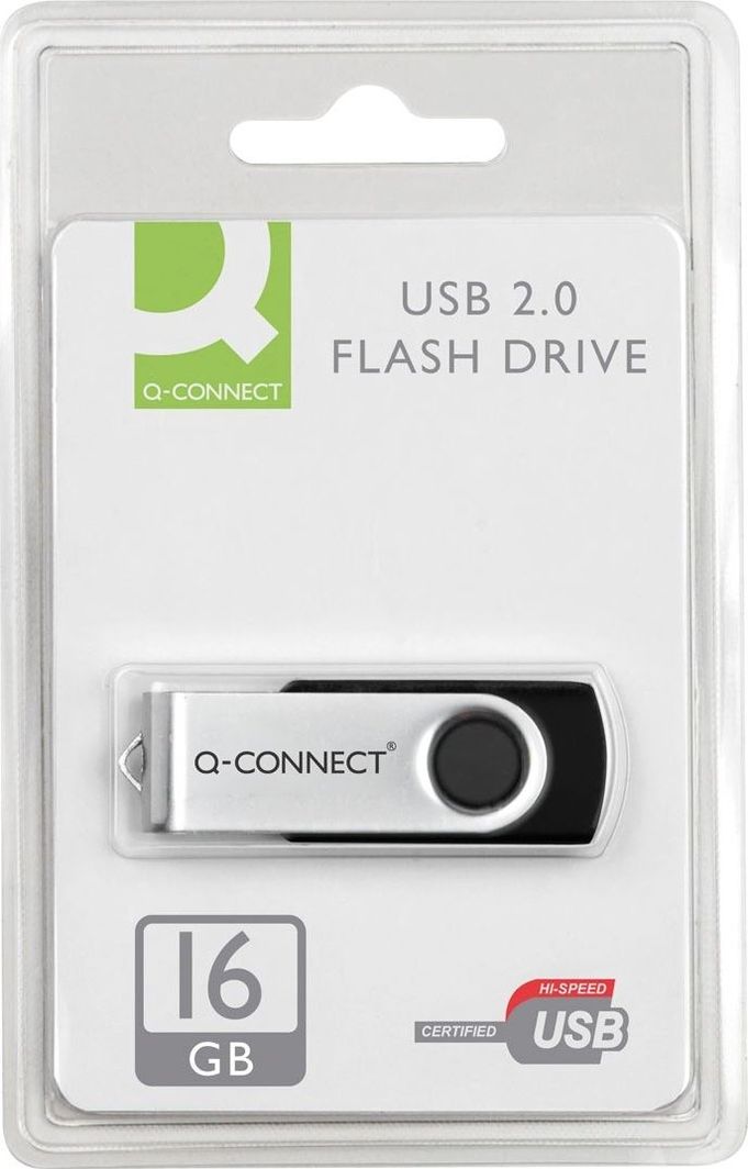 USB Q-CONNECT USB Flash Drive 16GB, USB 2.0, argjendtë e zi