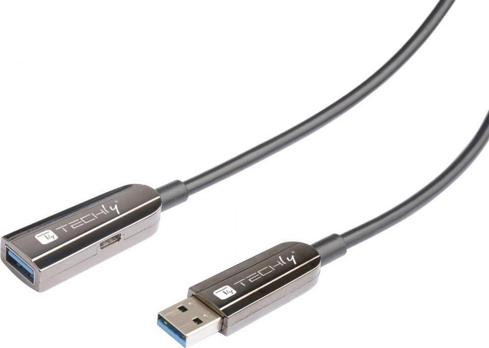 Kabllo aktive USB TECHly, USB 3.0 në 2x USB 3.0 dhe Micro USB, 20m, e zezë