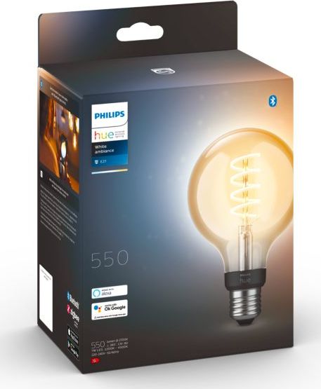 Llambë smart Philips Hue LED E27, 7W, White dimmable, e bardhë