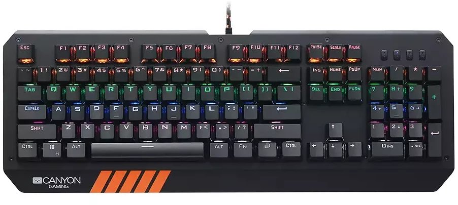 Tastierë gaming CANYON Hazard GK-6, mekanike, me ndriçim LED rainbow, e zezë