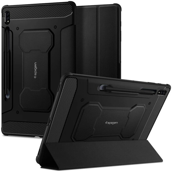 Spigen заштитна футрола Rugged Armor за Samsung Galaxy Tab S7+, црна