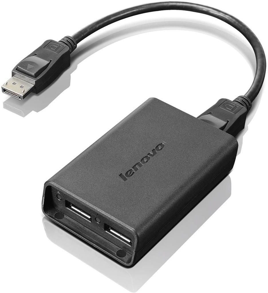 Adapter Lenovo DP në 2x DisplayPort, hub, i zi