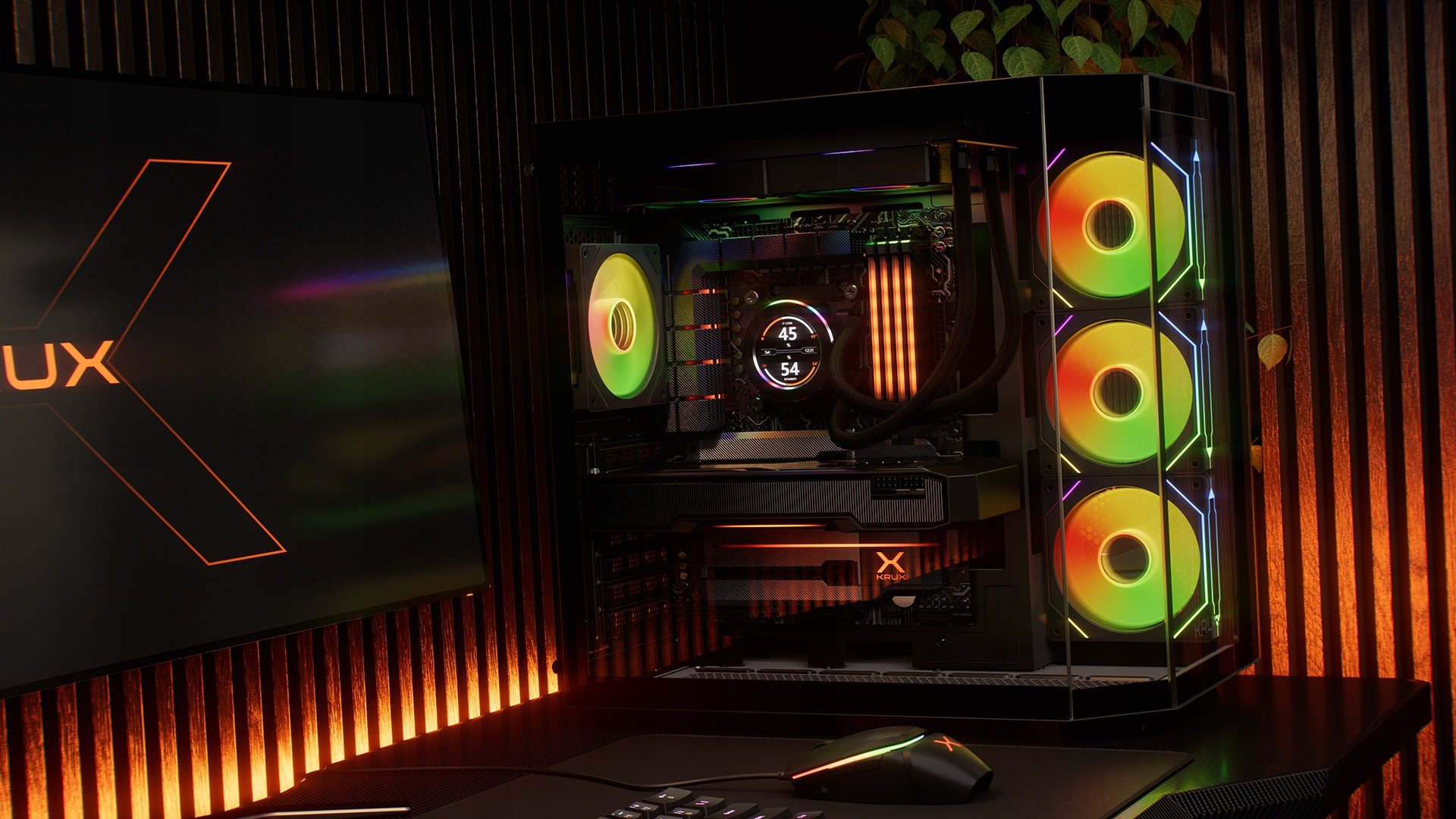 Ладење со вода за процесор Krux HydroGlance 240 LCD, радијатор 240mm, со LCD екран, црн