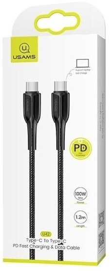 Kabllo USAMS SJ402 Zinc Alloy 100W Fast Charge, USB-C / USB-C, e zezë (EU Blister)         