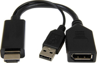Përshtatës AV Gembird HDMI - DisplayPort + USB-A, i zi
