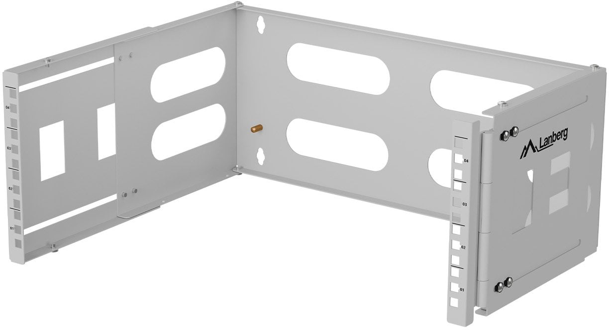 Mbajtës muri rack Lanberg Folding Bracket, 19" 4U, metalik, gri