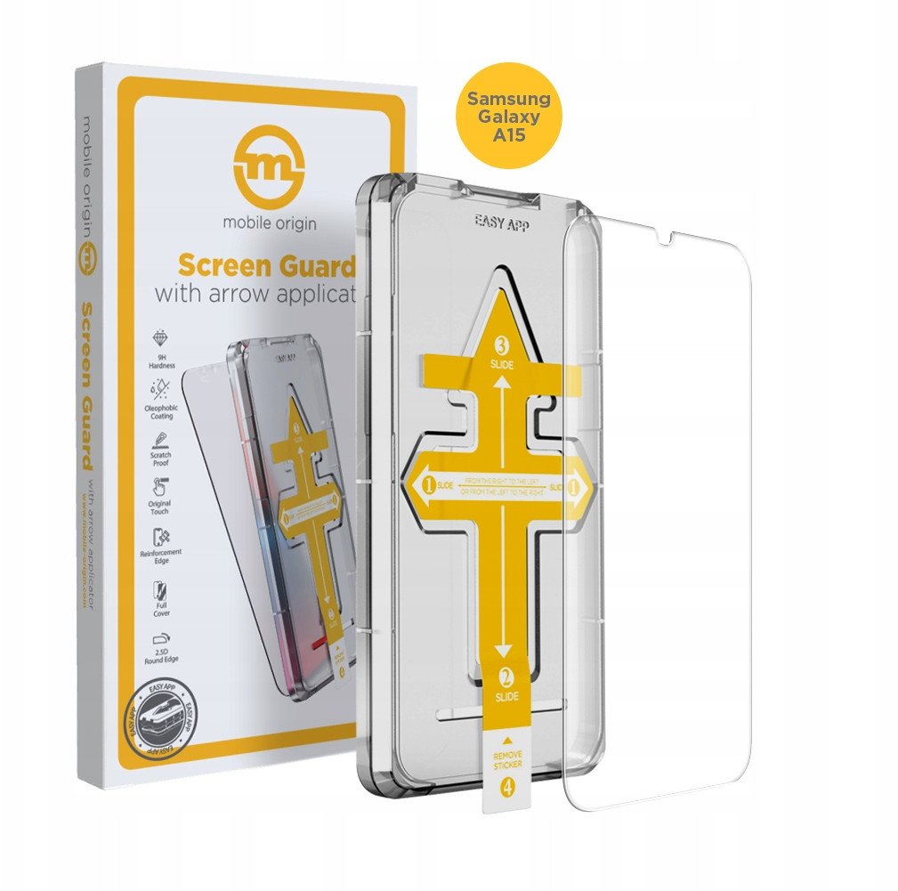 Mbrojtës ekrani Mobile Origin për Samsung Galaxy A15, xham i fortë 9H, 0.3mm, transparent