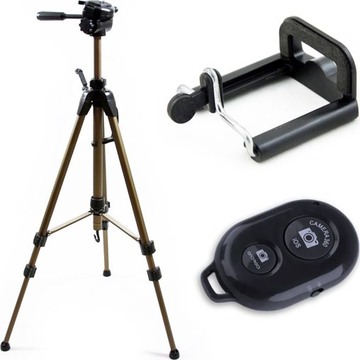 Tripod për telefon Fancier SB4164, 1.8 m, telekomandë Bluetooth, i zi