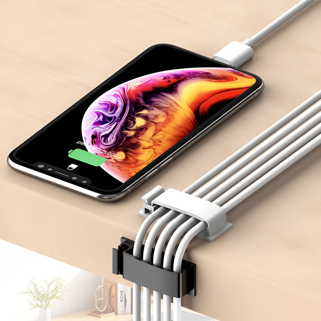 Set organizues kabllosh Mozos CM-SET, tub fleksibël, kapëse Velcro, i zi