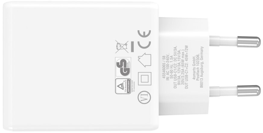 Karikues muri 4smarts PDPlug Slim Dual, 65W, 2 porta, i bardhë