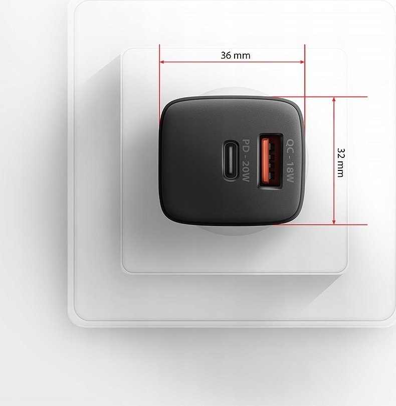 Karikues rrjeti Axagon ACU-PQ20, 20W, USB-A dhe USB-C, i zi