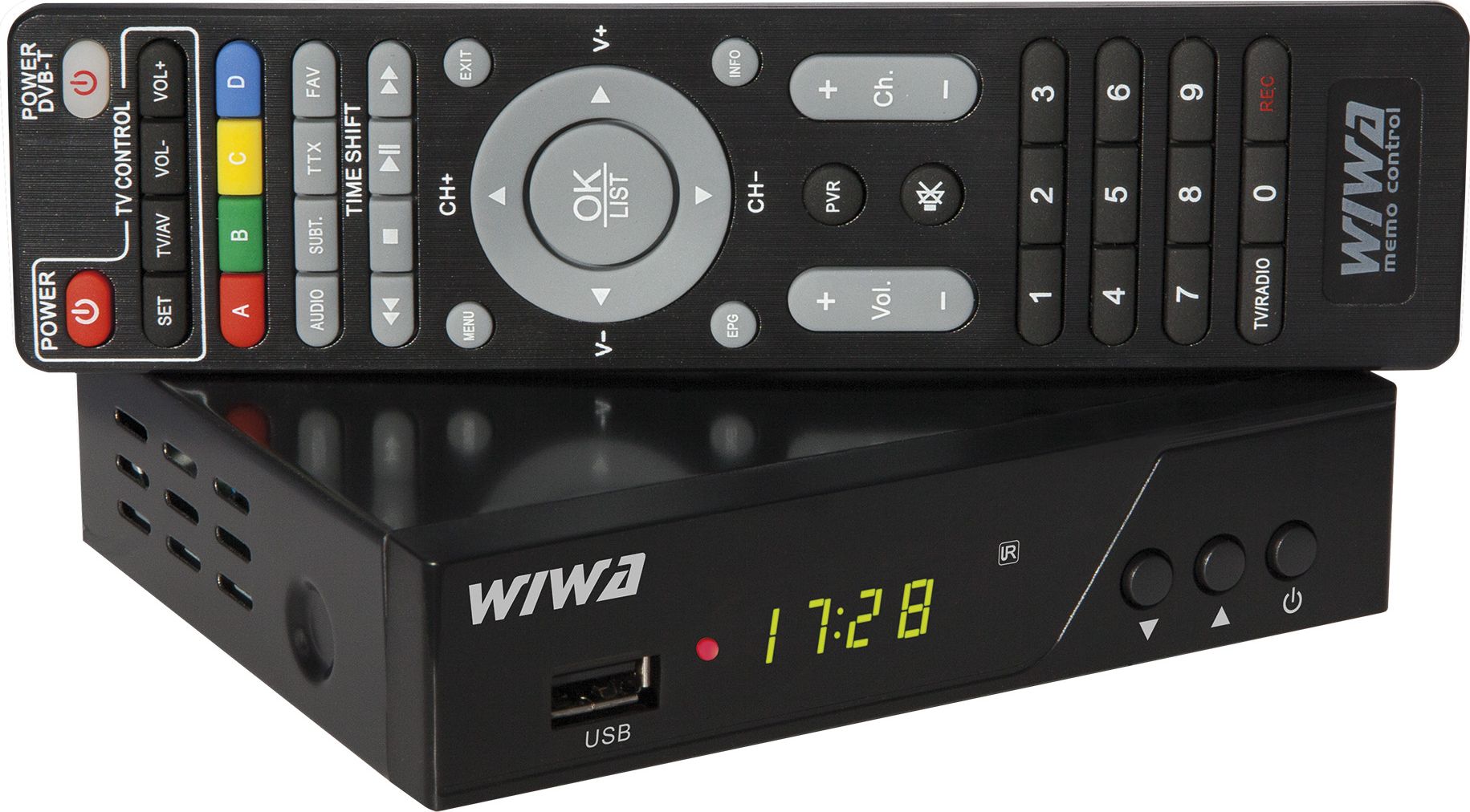 [OUTLET] Telekomandë TV Wiwa H.265 Pro DVB-T2. USB 2.0, 576p, 720p, 1080i, 1080p, DVB-T, DVB-T2