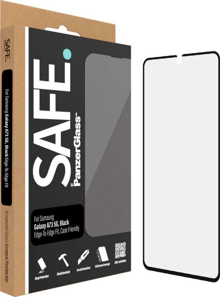 Заштита за екран од стакло PanzerGlass SAFE, за Samsung Galaxy A73 5G, со црна рамка