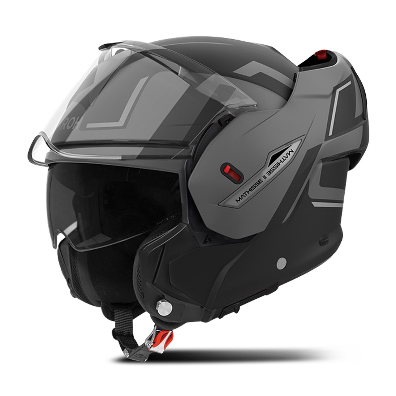 Kaskë hibride Airoh Mathisse II, termoplastikë HRT, Pinlock 120 XLT, gri mat XS