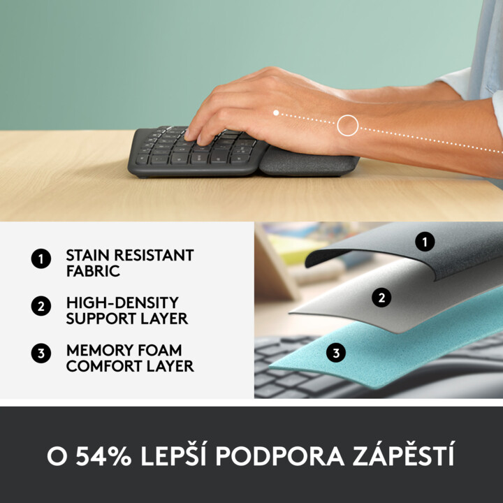 Tastierë wireless Logitech ERGO K860,	grafit (US)