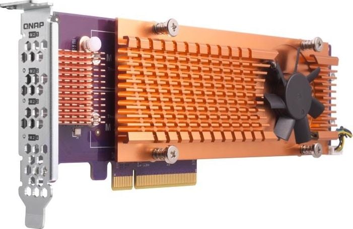 Kartë zgjeruese QNAP QM2-4P-384, PCIe 3.0 x8, 4x M.2 NVMe, e zezë