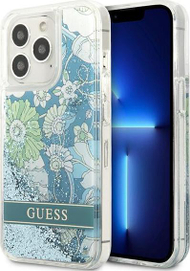 Futrollë telefoni Guess GUHCP13XLFLSN, për iPhone 13 Pro Max 6.7", Flower Liquid Glitter, e gjelbër