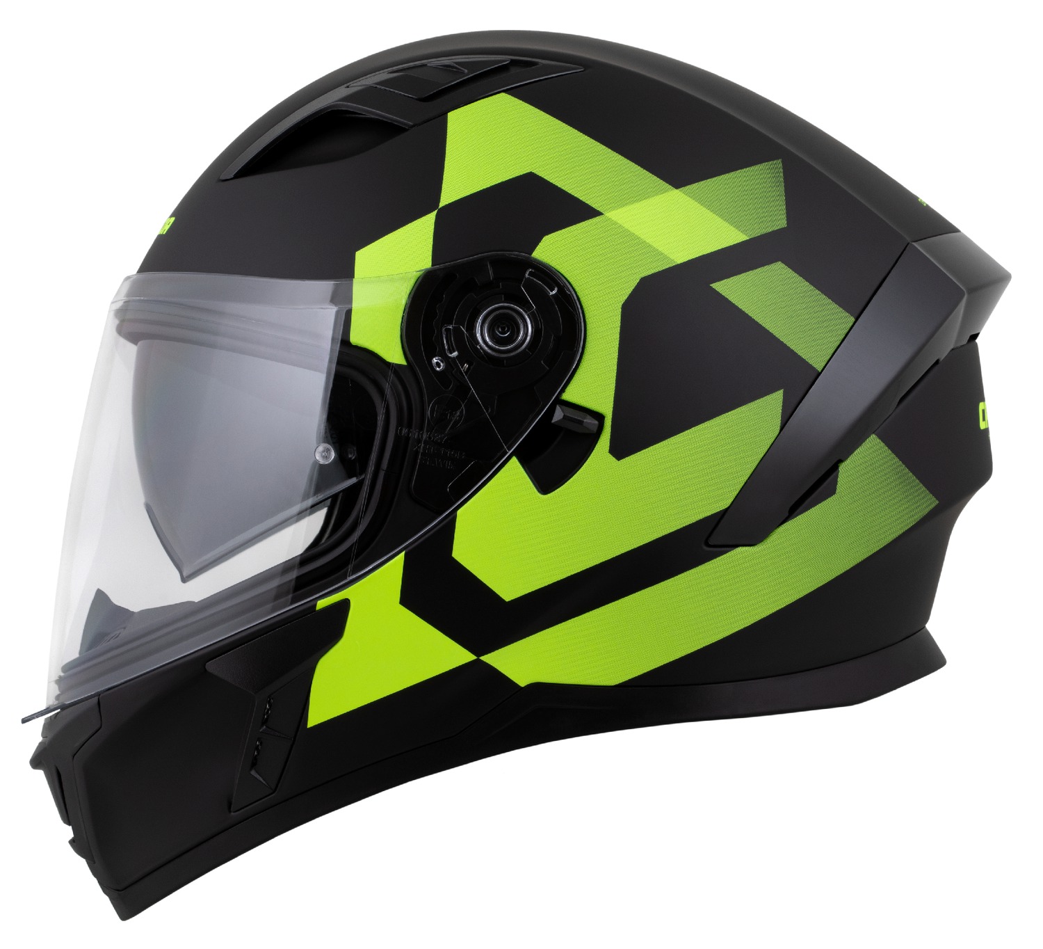 Helmetë moto Cassida Orbit Grind, integrale, me diellore, e zezë mat verdhë fluo