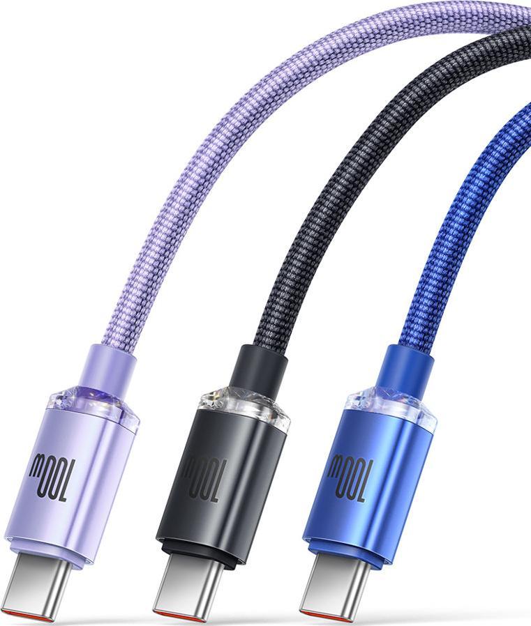 Kabllo USB Baseus Crystal Shine, USB A në USB C, 2 m, e vjollcë
