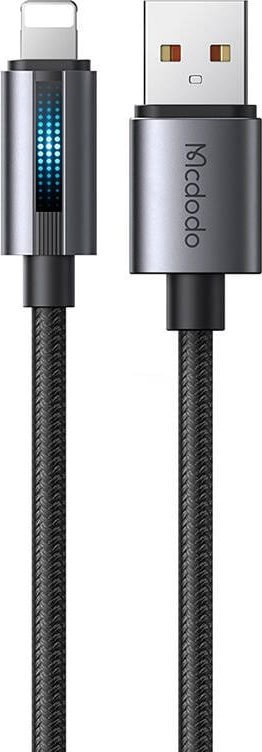 Kabllo USB Mcdodo CA-5660, USB-A në Lightning, 1.2m, me dritë LED, e zezë
