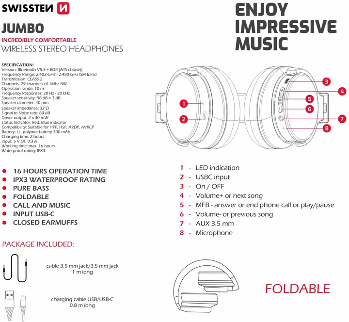 Kufje SWISSTEN JUMBO ANC, të zeza