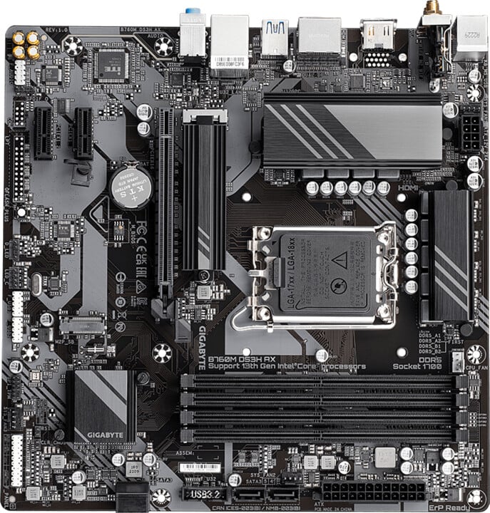Pllakë amë GIGABYTE B760M DS3H AX, LGA 1700, mATX