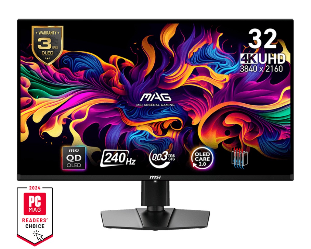 Монитор MSI MAG 321UPX QD-OLED 32″, QD-OLED 3840×2160, 240 Hz, 0.03 ms, HDMI×2/DP×1/USB-C×1, црн