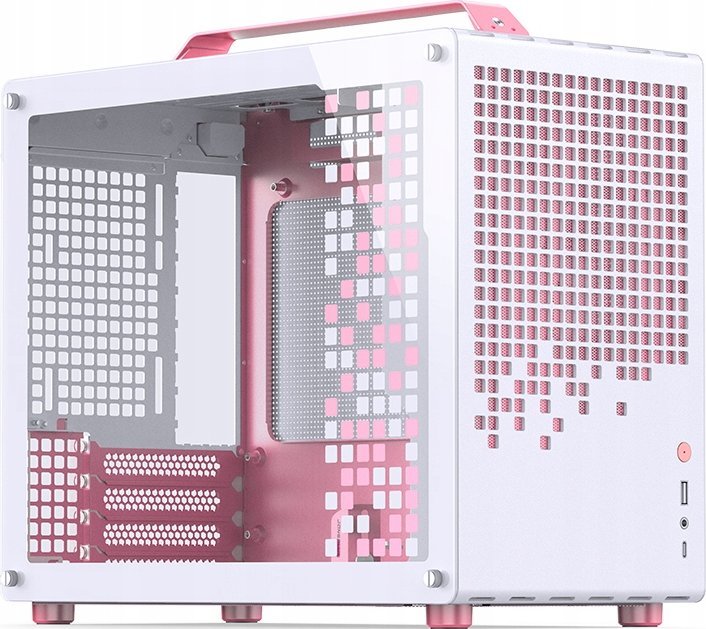 Kuti kompjuterike Jonsplus Z20, Micro ATX, me dorezë bartjeje, e bardhë rozë