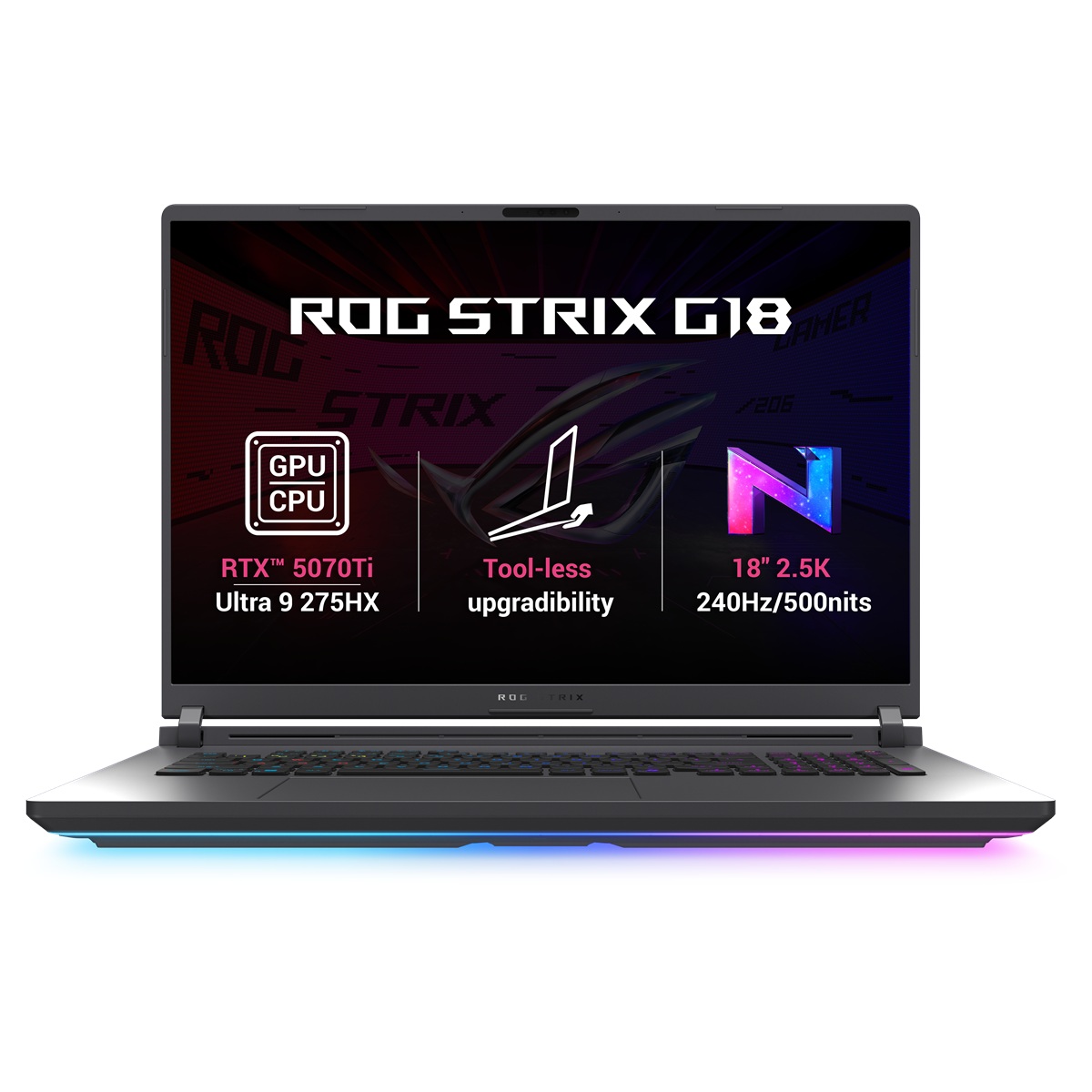 Laptop ASUS ROG Strix G18 18″, Intel Core Ultra 9 275HX, RTX 5070 Ti, 32 GB RAM, 1 TB SSD, i hirtë