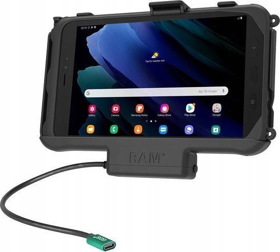 Активен држач за таблет RAM Mounts RAM HOL SAM60CPU, за Samsung Tab Active5 Tab Active3 Tab Active2, со полнење GDS pogo, црна