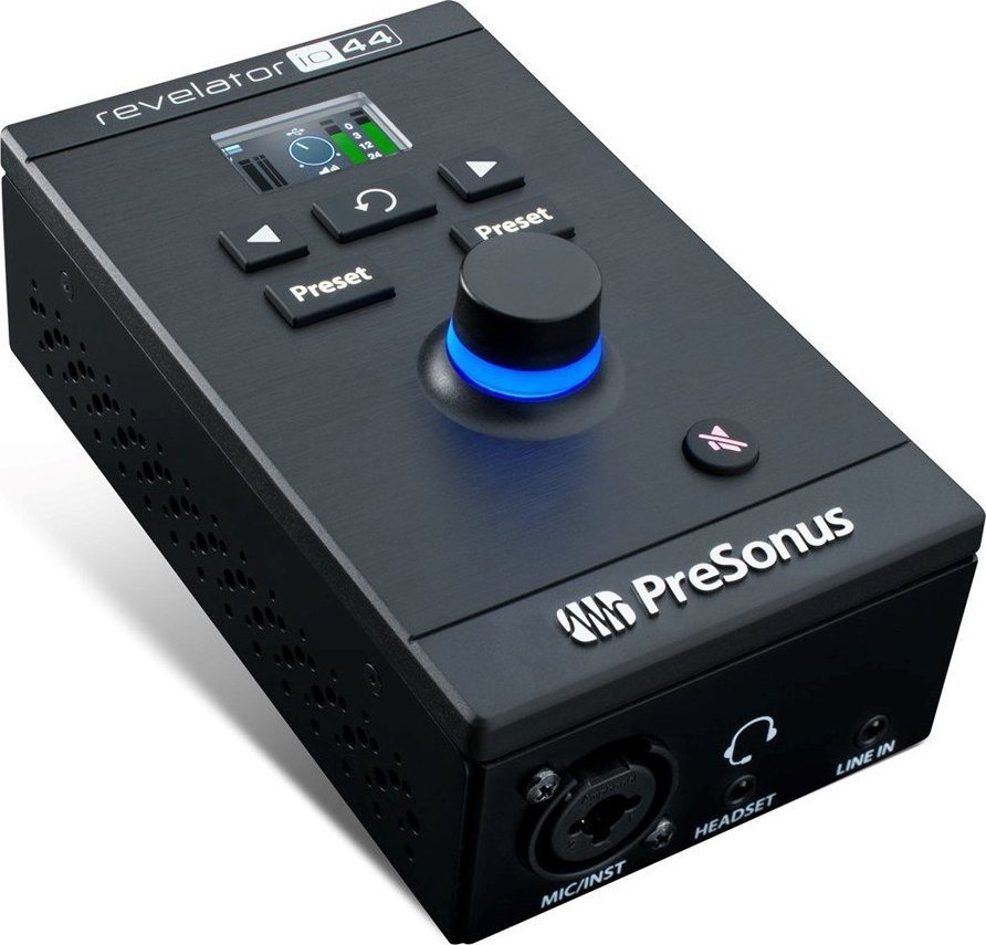 Audio interfejs PreSonus Revelator Io44, USB C, hyrje mikrofon dhe instrument, i zi