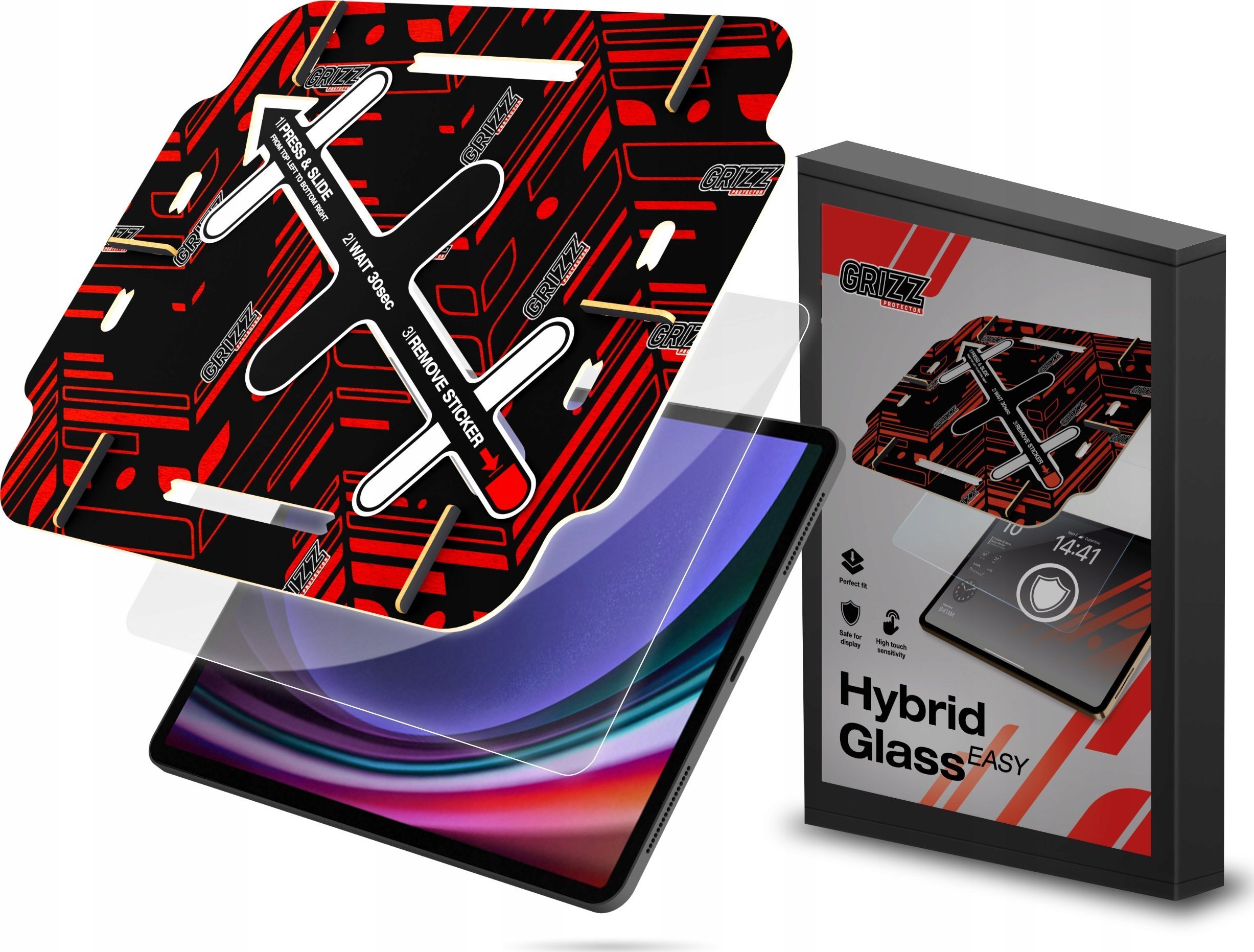 Xham mbrojtës hibrid GrizzGlass HybridGlass Easy për Samsung Galaxy Tab S9 Ultra S10 Ultra, transparent