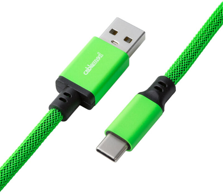 Кабел CableMod Pro Coiled Cable, USB-C/USB-A, 1,5m, Viper зелена