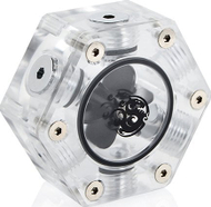 Индикатор за проток Bitspower Hexagon Flow Indicator, за водено ладење на персонален компјутер, црн транспарентен