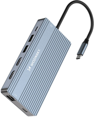 HUB USB C Wozinsky WDS03Y5S, 14 në 1, 3 monitorë 4K, 15 cm, gri