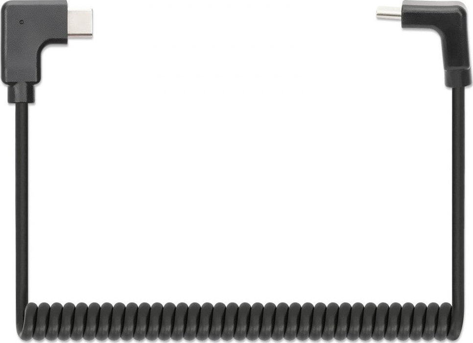 Kabllo karikimi Manhattan USB C në USB C 356213, spiral, 60W, e zezë