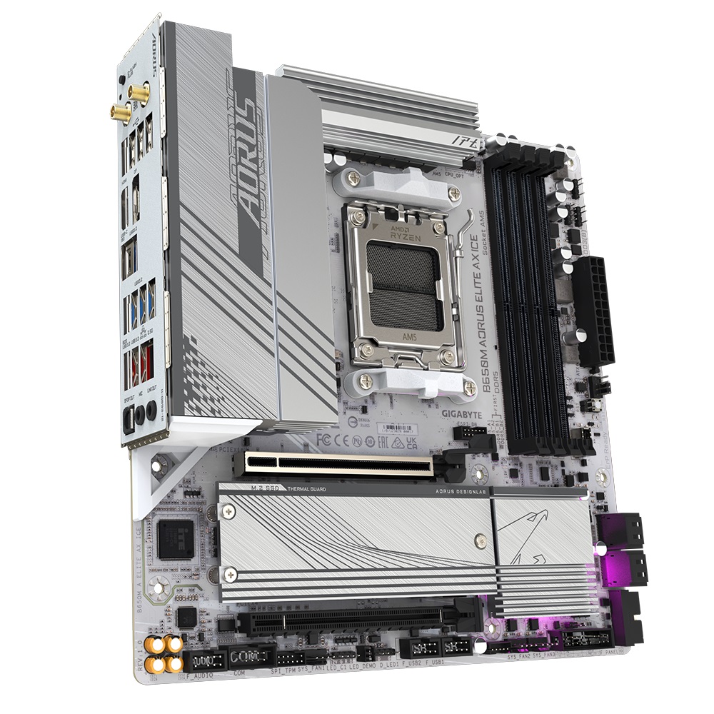 Pllakë amë AORUS B650M Elite AX Ice, AMD B650, Socket AM5, ATX, e bardhë