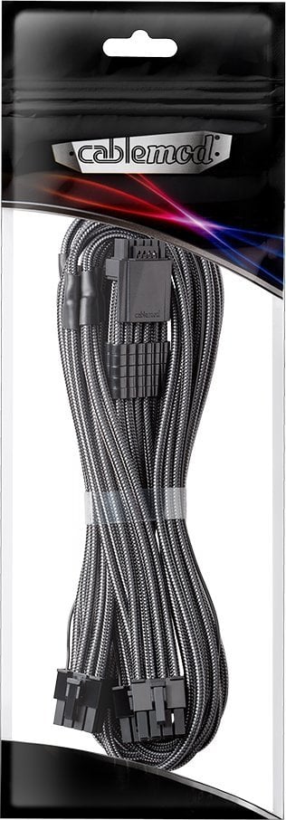 Кабел PCIe CableMod C Series Pro ModMesh 12VHPWR, 16 пин во 3x 8 пин, 600mm, јаглен сива
