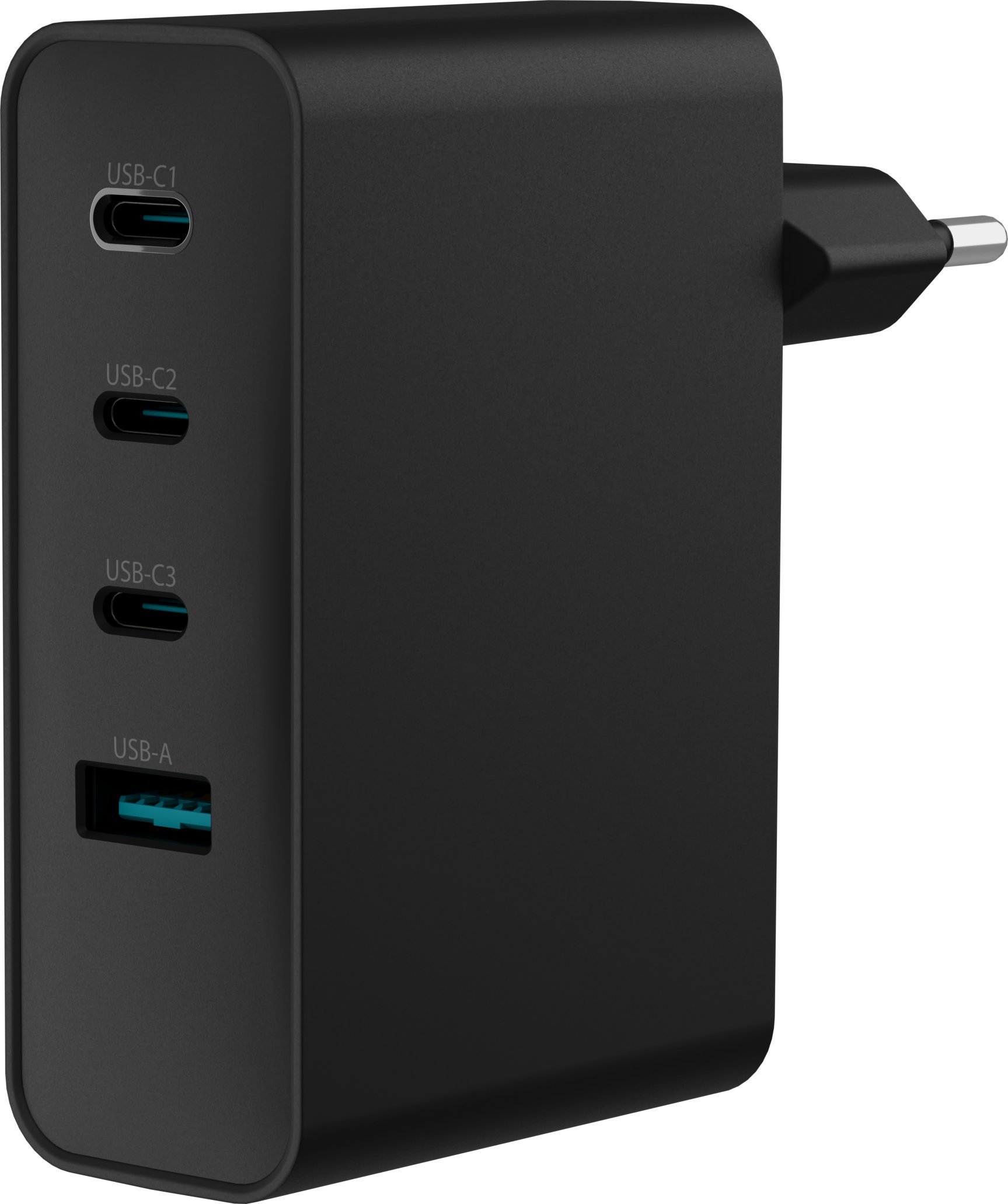 Адаптер полнач Natec Ribera GaN, 3x USB C 1x USB, 100W, црн