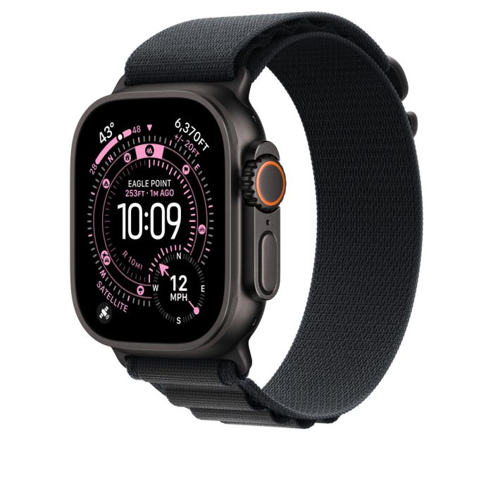 Apple Watch 49mm Loop, Black Alpine Loop, Large, Black Titanium Finish