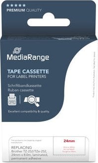 Касета за етикетирање Медиаренџе MRBTZ252, 24mm, 8m, црвена