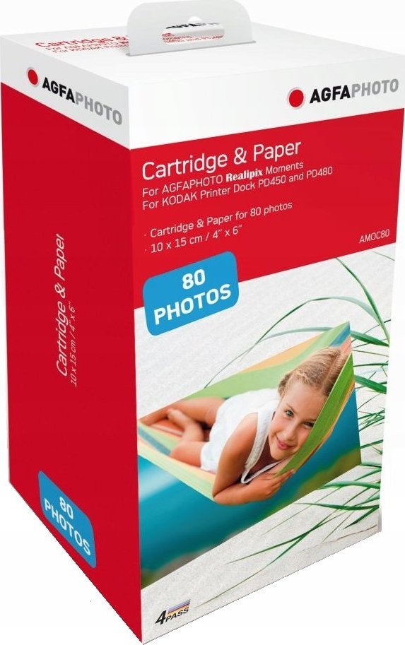 Фотографска хартија AgfaPhoto Realipix Moments AMOC80, 10x15 cm, 80 листови, бела