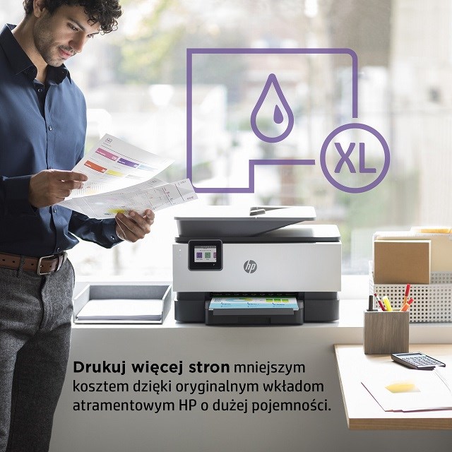 Printer multifunksional HP OfficeJet Pro 9010e, Inkjet termal, i zi