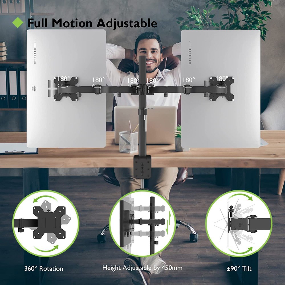Mbajtëse tavoline për monitor Techly, 13"-27", VESA 100x100, e zezë