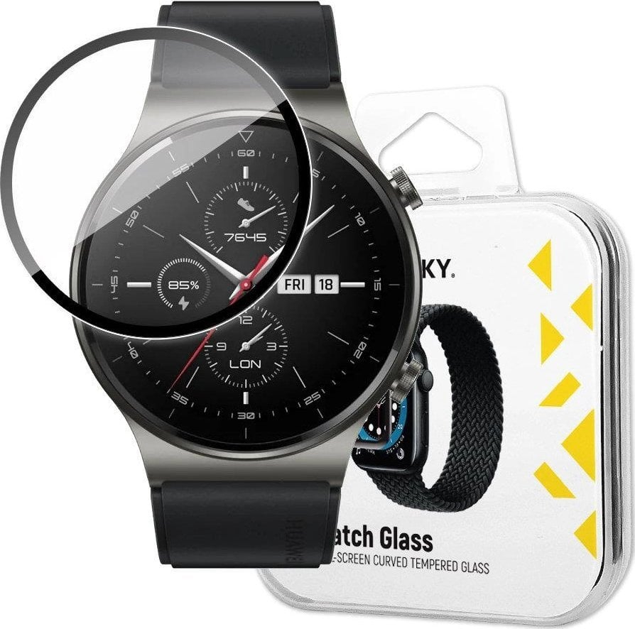 Xham mbrojtës për smartwatch Wozinsky Huawei Watch GT 2 42mm, xham hibrid, me kornizë, i zi