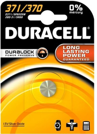 Bateri për orë Duracell 371/370 SR69, 1,55 V, 40 mAh, ø 9,5 × 2,1 mm