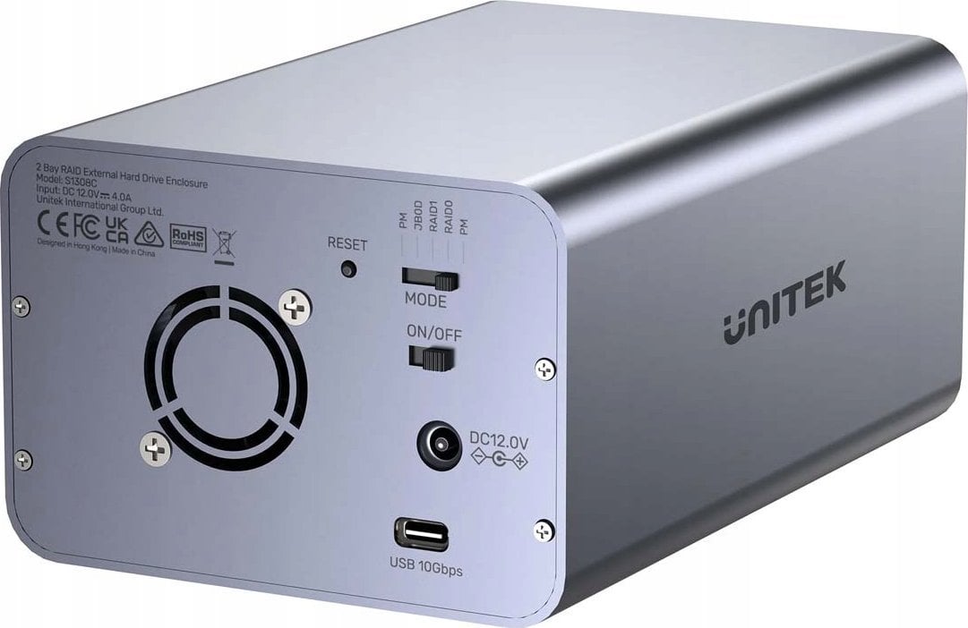 Kuti RAID për HDD Unitek, 2.5"/3.5", deri 40TB, USB C 10Gb/s, gri