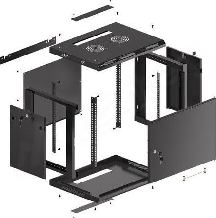 Модуларен мрежен ѕиден кабинет Lanberg WF01-6409-00B, 19\", 9U, црн