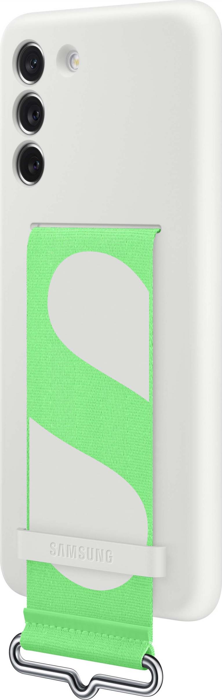 Mbulesë silikoni Samsung për Galaxy S21 FE, me rrip, e bardhë