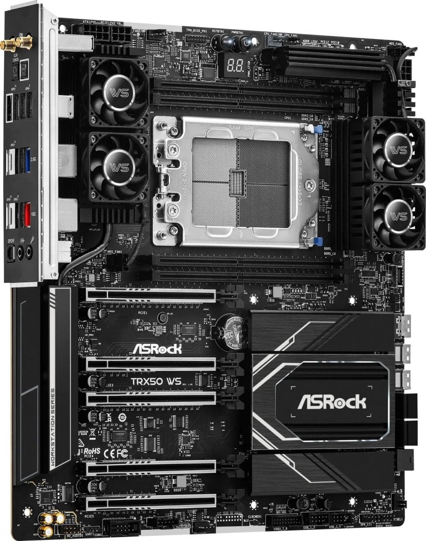 Pllakë amë ASRock TRX50 WS, 3x PCIe Gen5 x16, DDR5 ECC 1TB, e zezë